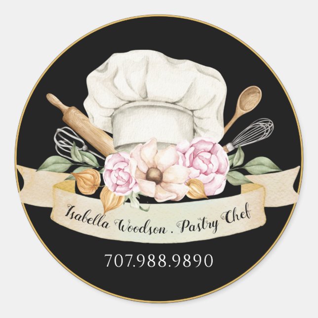 Pastry Chef Bakers Tools Pink Black Product Labels (Front)