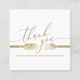 Pastry chef bakery catering thank you square business card