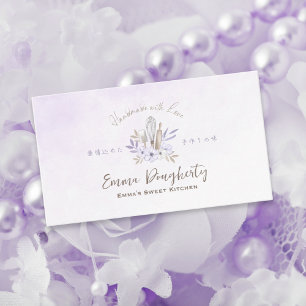 Pastry Chef Baking Utensil Purple Floral Elegant Business Card