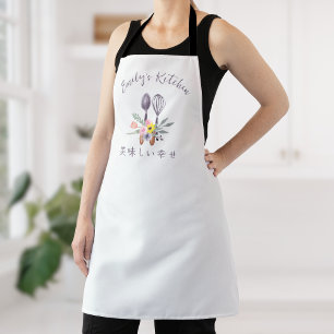Pastry Chef Baking Utensil Whisk Floral Rustic Apron