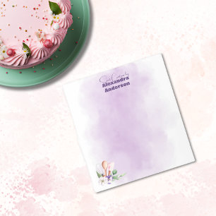 Pastry Chef Baking Utensils Purple Watercolor Notepad