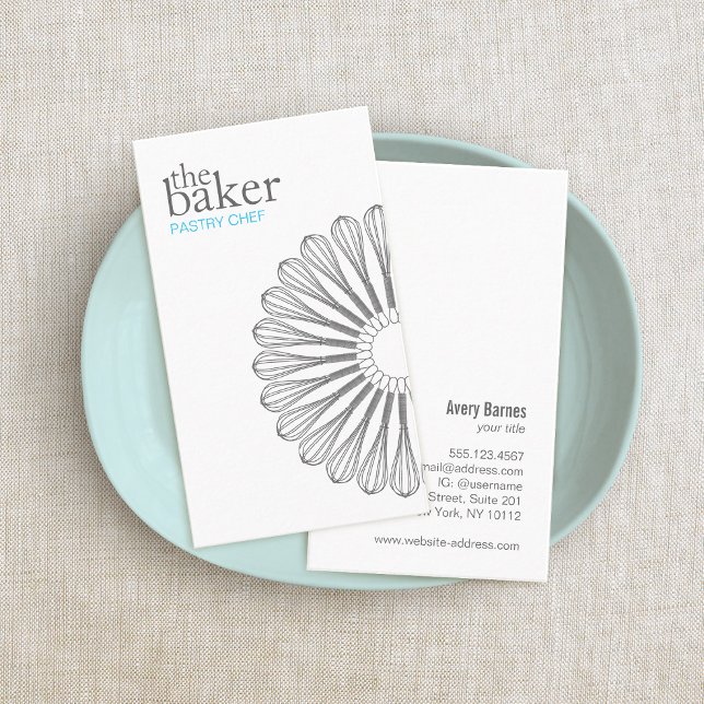 Pastry Chef Baking Whisk Modern Catering Business Card (Creator Uploaded)