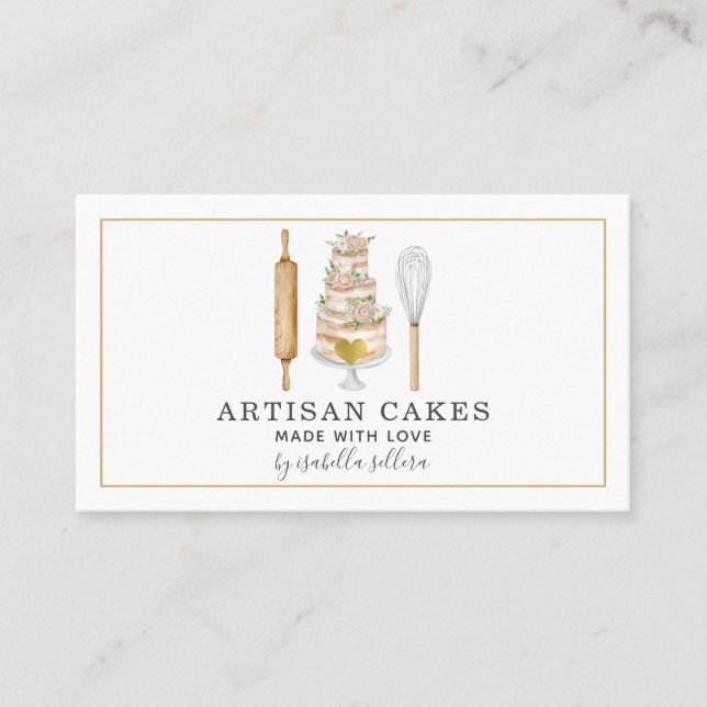 Pastry Chef Cake And Baking Utensils Business Card (Front)