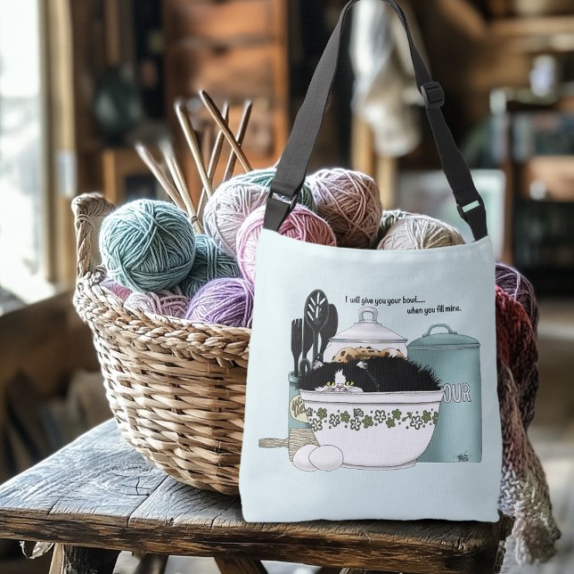 Pastry Chef Cat Blue Crossbody Bag (Creator Uploaded)