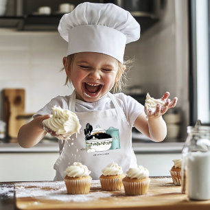 Pastry Chef Cat Blue Kids Apron