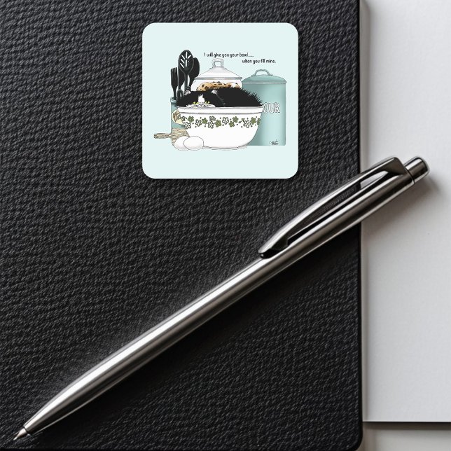 Pastry Chef Cat Blue Square Sticker (Creator Uploaded)