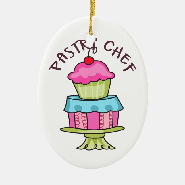 Pastry Chef Ceramic Tree Decoration (Front)