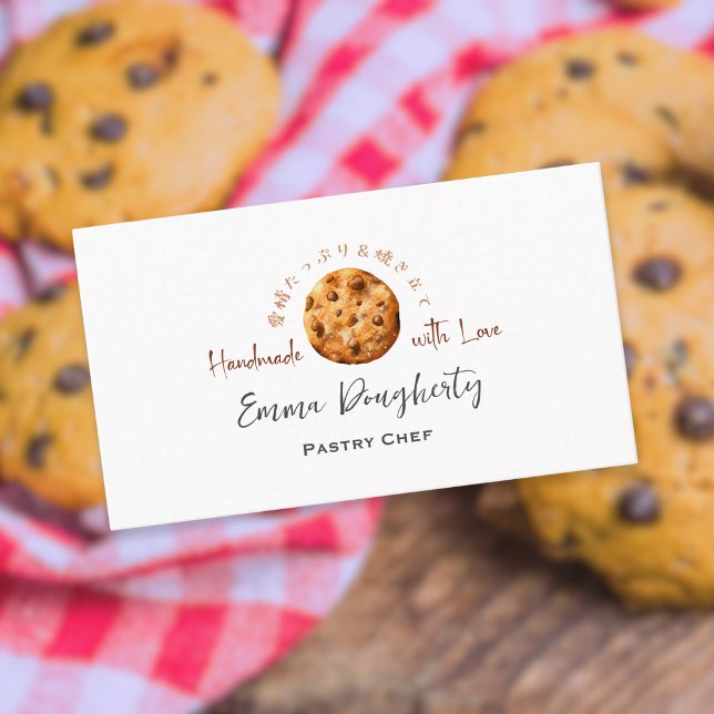 Pastry Chef Cookie Baker Chocolate Chip Watercolor Business Card (Creator Uploaded)