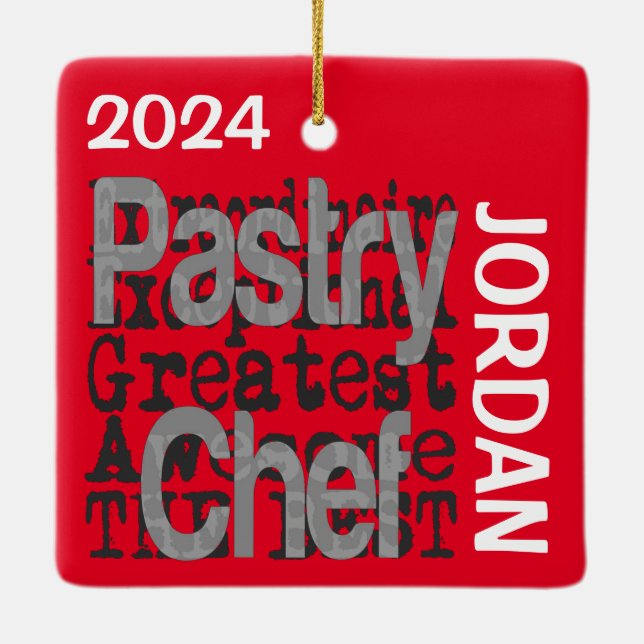 Pastry Chef Extraordinaire CUSTOM Ceramic Ornament (Back)