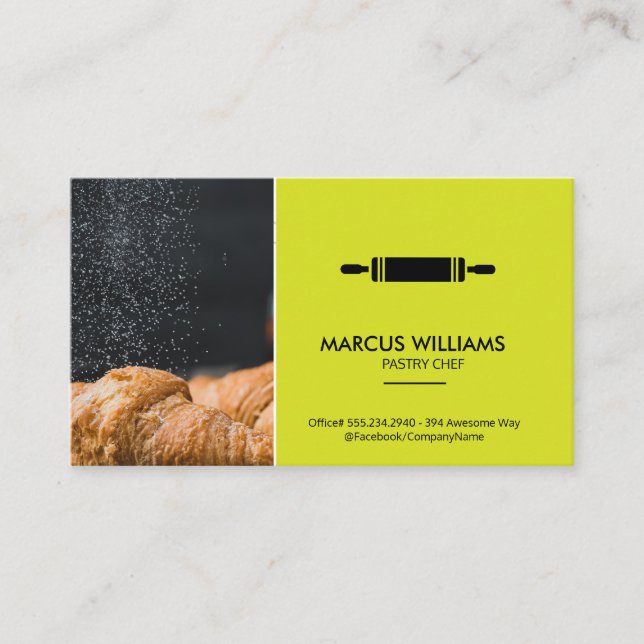 Pastry Chef | Rolling Pin and Croissants Business Card (Front)