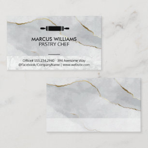 Pastry Chef Rolling Pin Marble Business Card