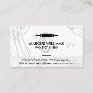 Pastry Chef   Rolling Pin   Marble Food Background Business Card