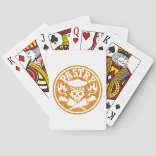 Pastry Chef Skull and Crossed Pastry Bags: Orange Playing Cards