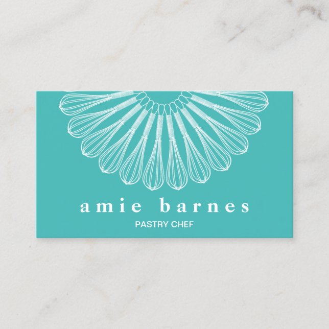 Pastry Chef Whisk Logo Catering  Bakery Business C Business Card (Front)