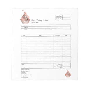 Pastry Cupcake Bakery Order Form Invoice  Notepad