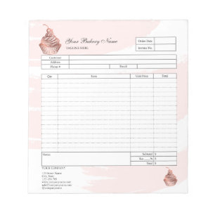 Pastry Cupcake Bakery Order Form Invoice  Notepad