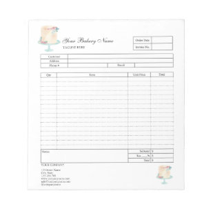 Pastry Cupcake Bakery Order Form Invoice  Notepad