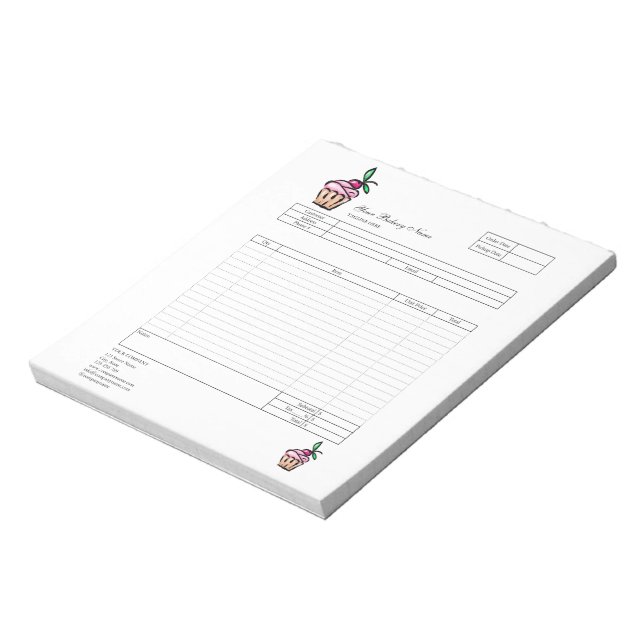 Pastry Cupcake Bakery Order Form Invoice  Notepad (Rotated)