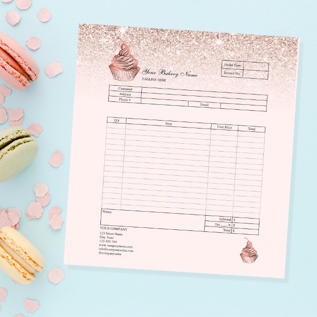 Pastry Cupcake Bakery Order Form Invoice  Notepad (Creator Uploaded)