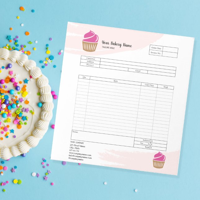 Pastry Cupcake Bakery Order Form Invoice  Notepad (Creator Uploaded)