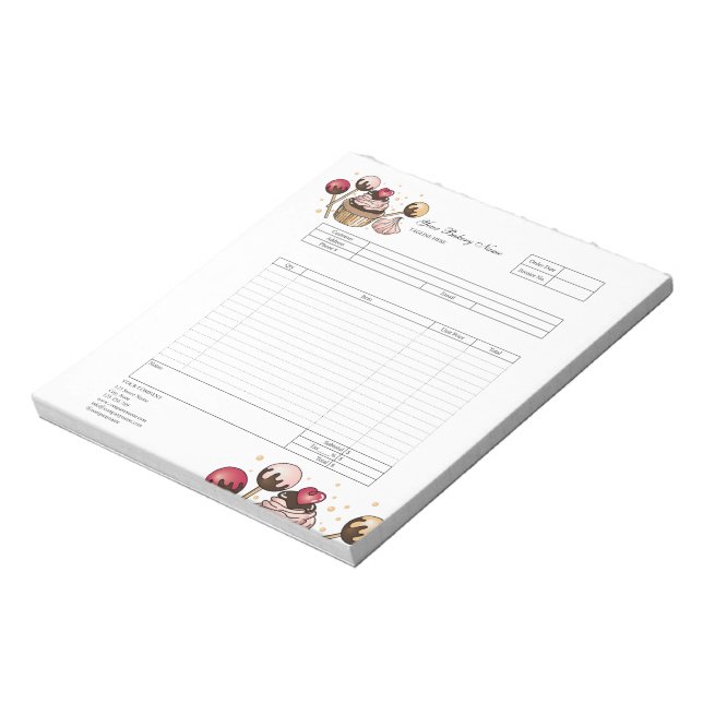 Pastry Cupcake Bakery Order Form Invoice  Notepad (Rotated)