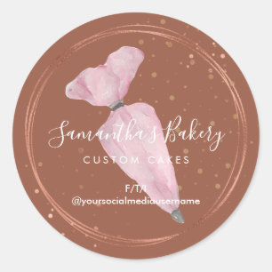 Pastry Custom Cake Designer Boho Pink Bakery Chef Classic Round Sticker