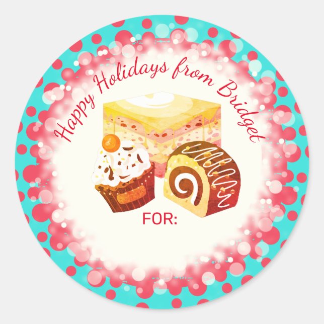 Pastry desserts holiday baking Christmas to from Classic Round Sticker (Front)