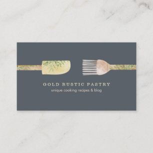 Pastry eucalyptus leaf spoon spatula navy rustic  business card