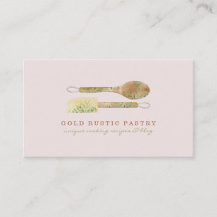 Pastry floral  Rustic spoon spatula elegant logo Business Card
