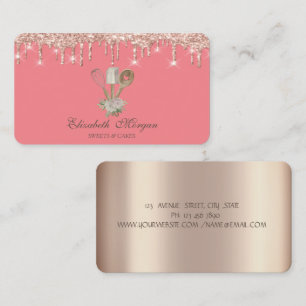  Pastry Hand Tools Rose Gold Drips Bakery  Business Card