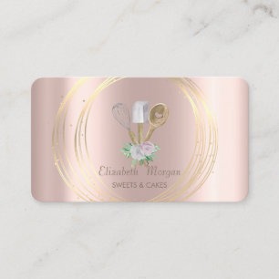 Pastry Hand Tools Rose Gold ,Gold Circles Lotus Business Card