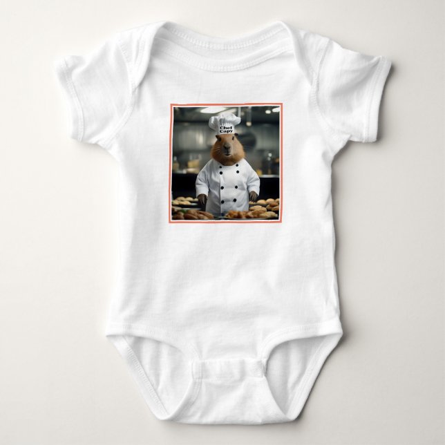 Pastry Prowess: The Culinary Capybara Baby Bodysuit (Front)