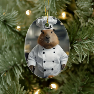 Pastry Prowess: The Culinary Capybara Ceramic Tree Decoration
