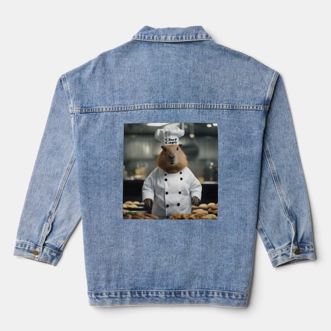 Pastry Prowess: The Culinary Capybara Denim Jacket (Back)