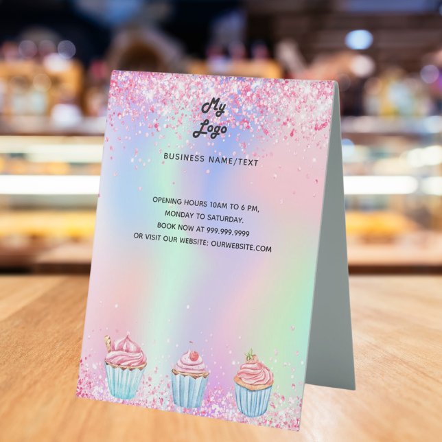 Pastry shop bakery logo holographic menu price  (Creator Uploaded)