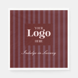 Pastry Shop Business Logo Luxury Burgundy Stripes Napkin
