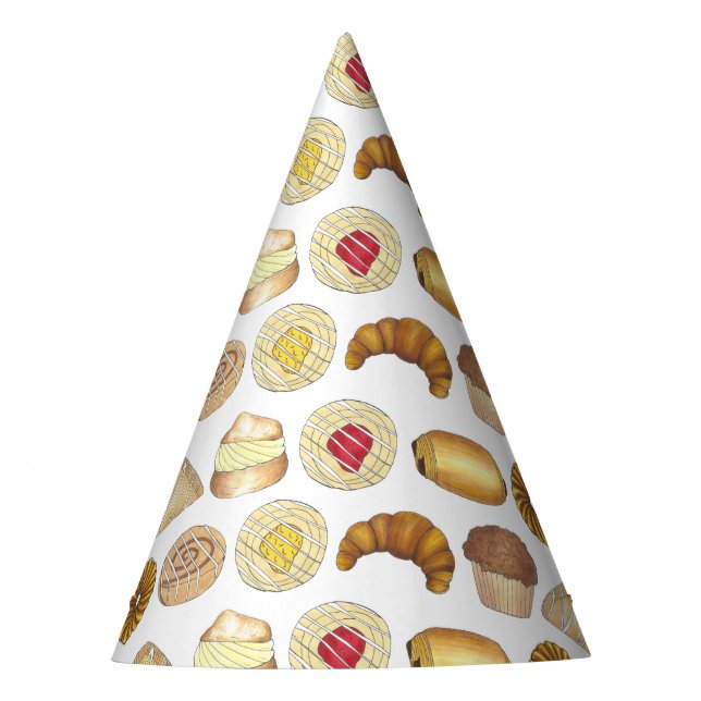 Pastry Tray Croissant Danish Muffin Baked Goods Party Hat (Front)