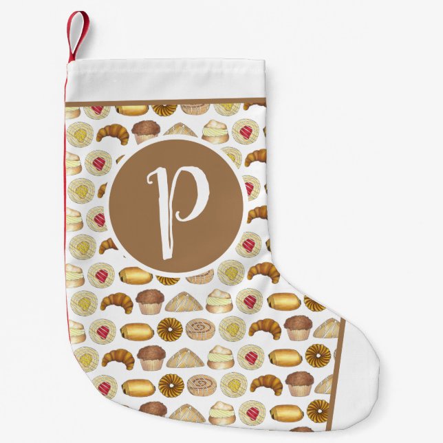 Pastry Tray Croissant Danish Muffin Baked Goods Small Christmas Stocking (Front)