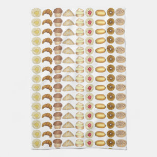 Pastry Tray Croissant Danish Muffin Baked Goods Tea Towel