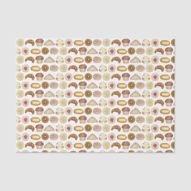 Pastry Tray Croissant Danish Muffin Baked Goods Tissue Paper (Front)