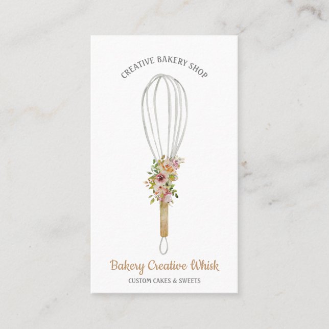 Pastry Whisk logo boho Business Card (Front)