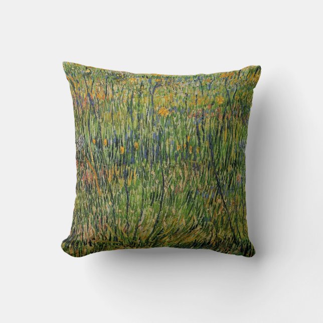 Pasture in Bloom by Vincent van Gogh Cushion (Front)