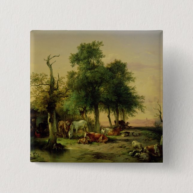 Pasture land 15 cm square badge (Front)