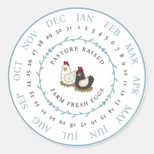 Pasture Raised Farm Fresh Egg Carton Date Classic Round Sticker