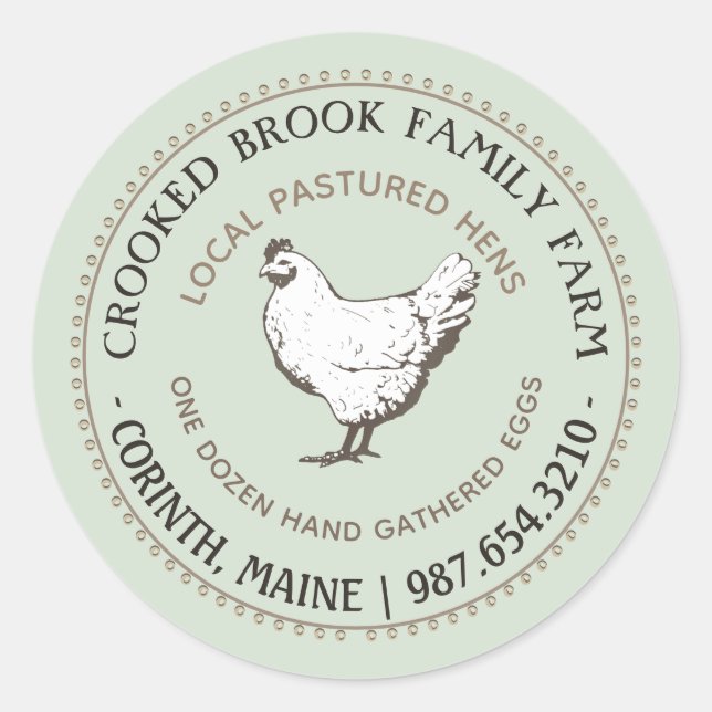 PASTURED HEN FARM FRESH EGG Vintage Green Label (Front)