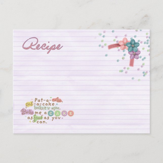 pat a cake recipe card (Front)