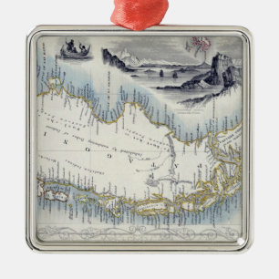 Patagonia, from a Series of World Maps published b Metal Tree Decoration