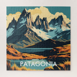 Patagonia Vintage Travel Poster Style Landscape Jigsaw Puzzle