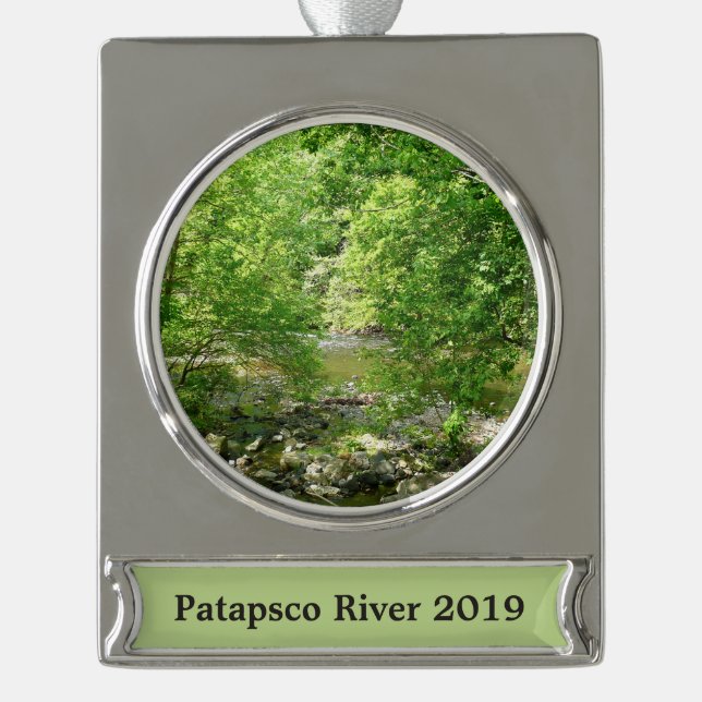 Patapsco River View Maryland Nature Photography Silver Plated Banner Ornament (Front)