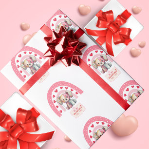 Patch Dog Doll,Cute Heart Rainbow, Valentine's Day Wrapping Paper